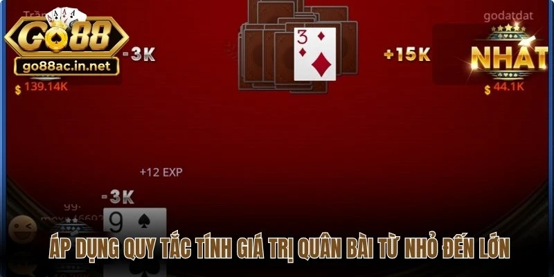 Tiến lên miền Nam áp dụng quy tắc tính giá trị quân bài từ nhỏ đến lớn